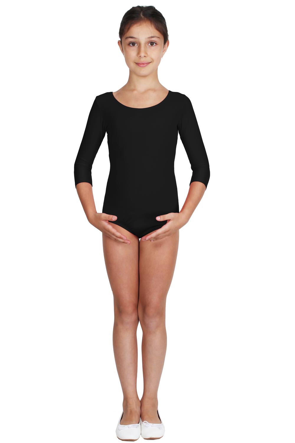 BODY DANZA LYCRA MANICA TRE QUARTI NERO BAMBINA